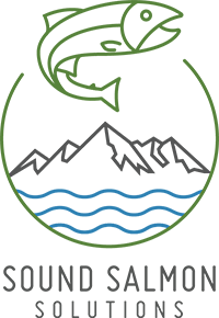 Logo for Sound Salmon Solutions, featuring an illustration of a fish