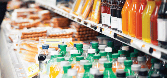 Groceries on a shelf narrow