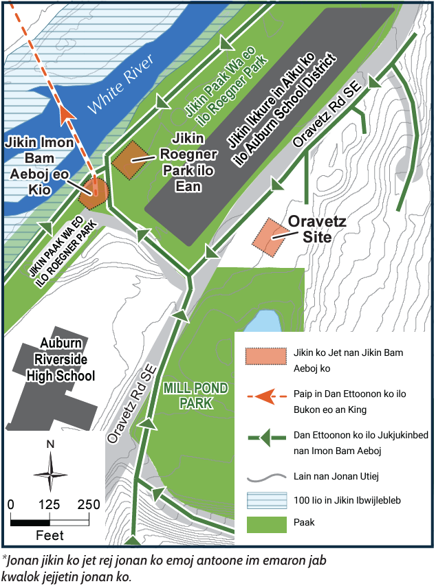 Juon mab ej kwalo jikin jilu ko jet. Ruo jikin ko ilo Roegner park iturin White River im juon ilo rajet eo juon jen Oravetz road iturin Mill Pond Park