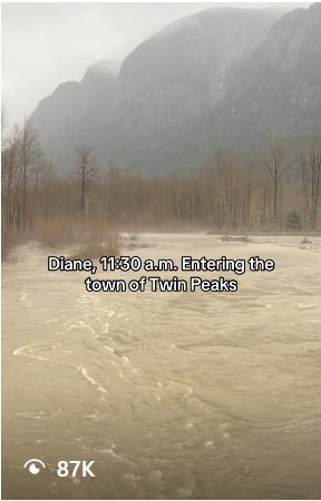 North Bend surrealist scene featuring the Three Forks and Mountain. 