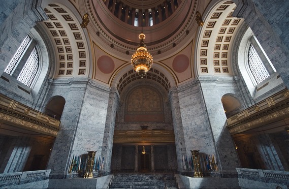 The Washington State Capitol Building in Olympia, Washington is where the Washington state legislature holds annual lawmaking sessions.