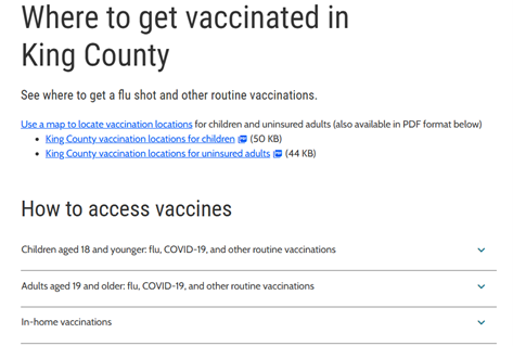 Where to get vaccinated in King County