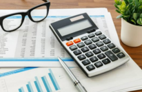 Financial Graphs, Glasses, and Calculator