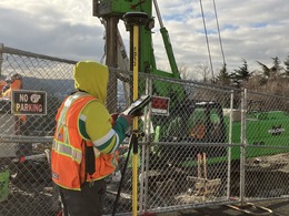 Person using technology to survey part of the Harborview campus