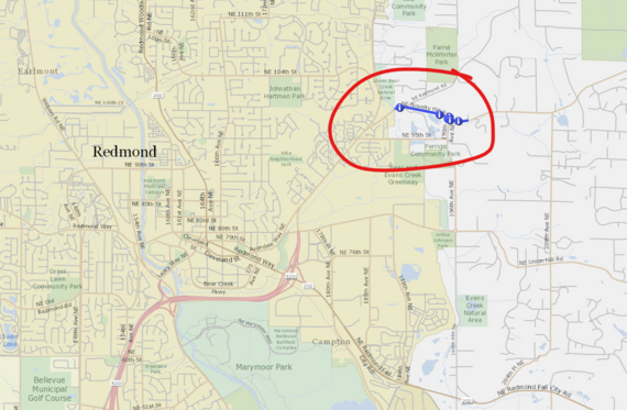 map of paving area on NE Novelty Hill Road