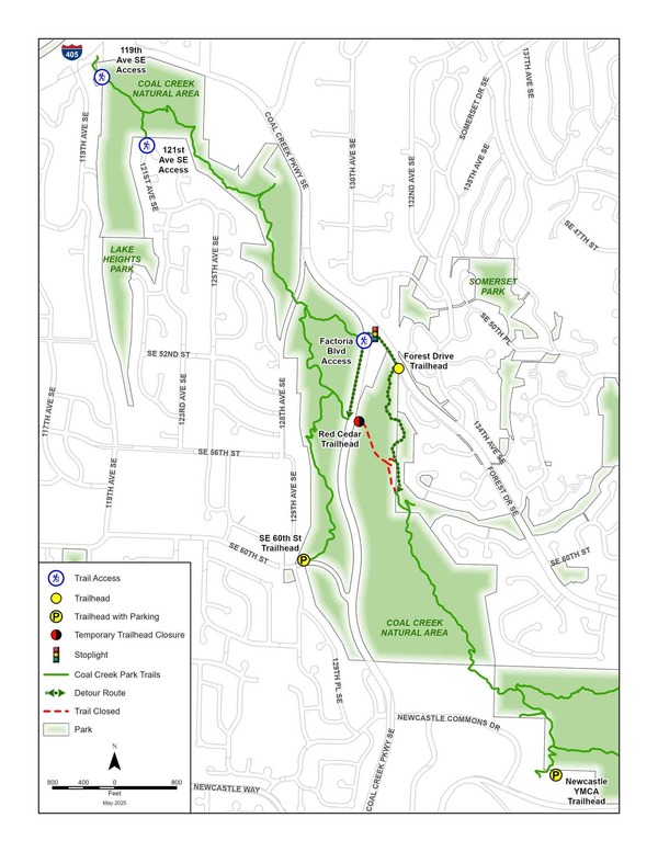 Red Cedar Trailhead closure detour route