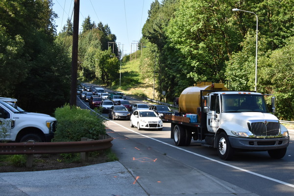 Truck traffic on Coal Creek Parkway