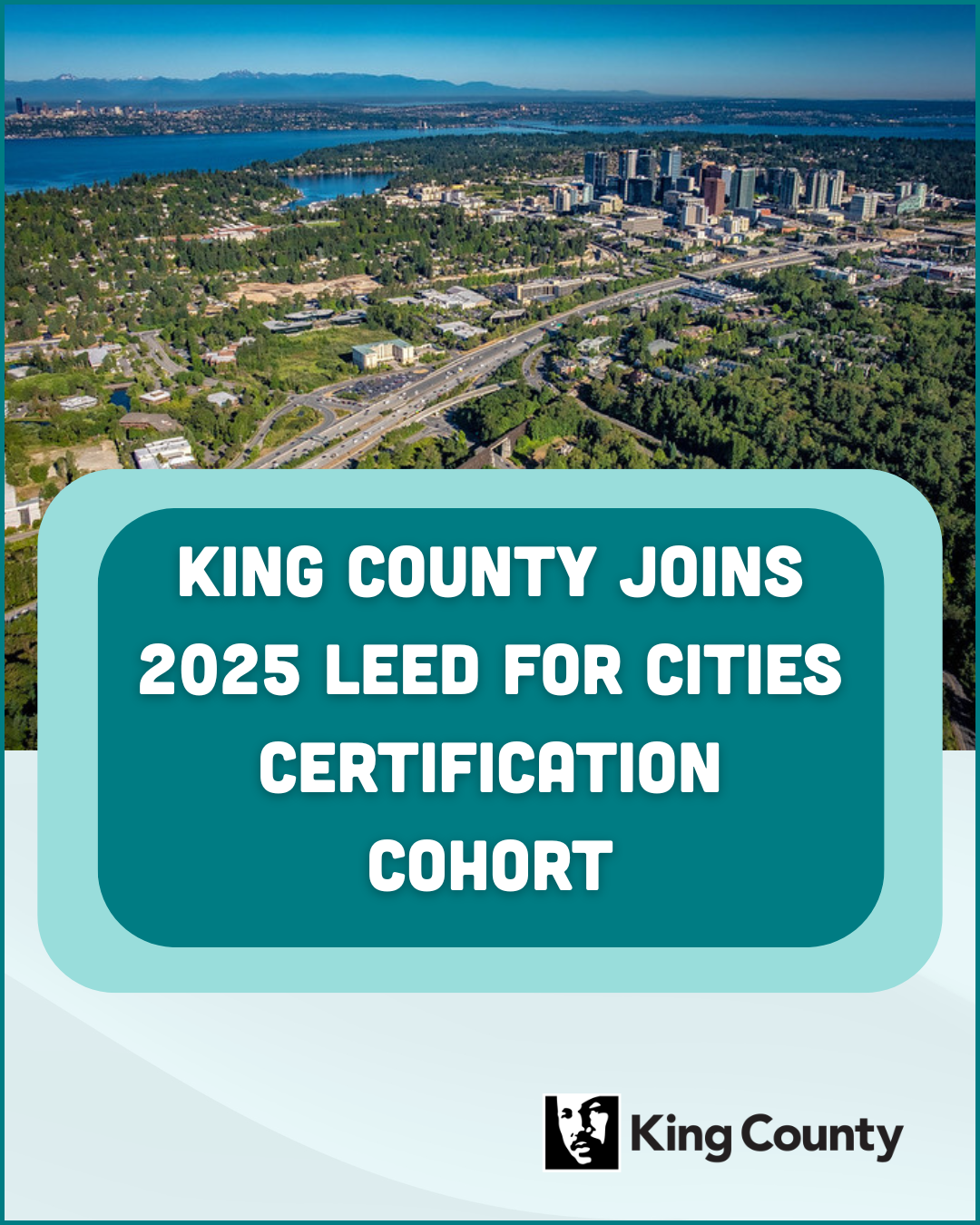 photo of seattle and text to read LEED for cities