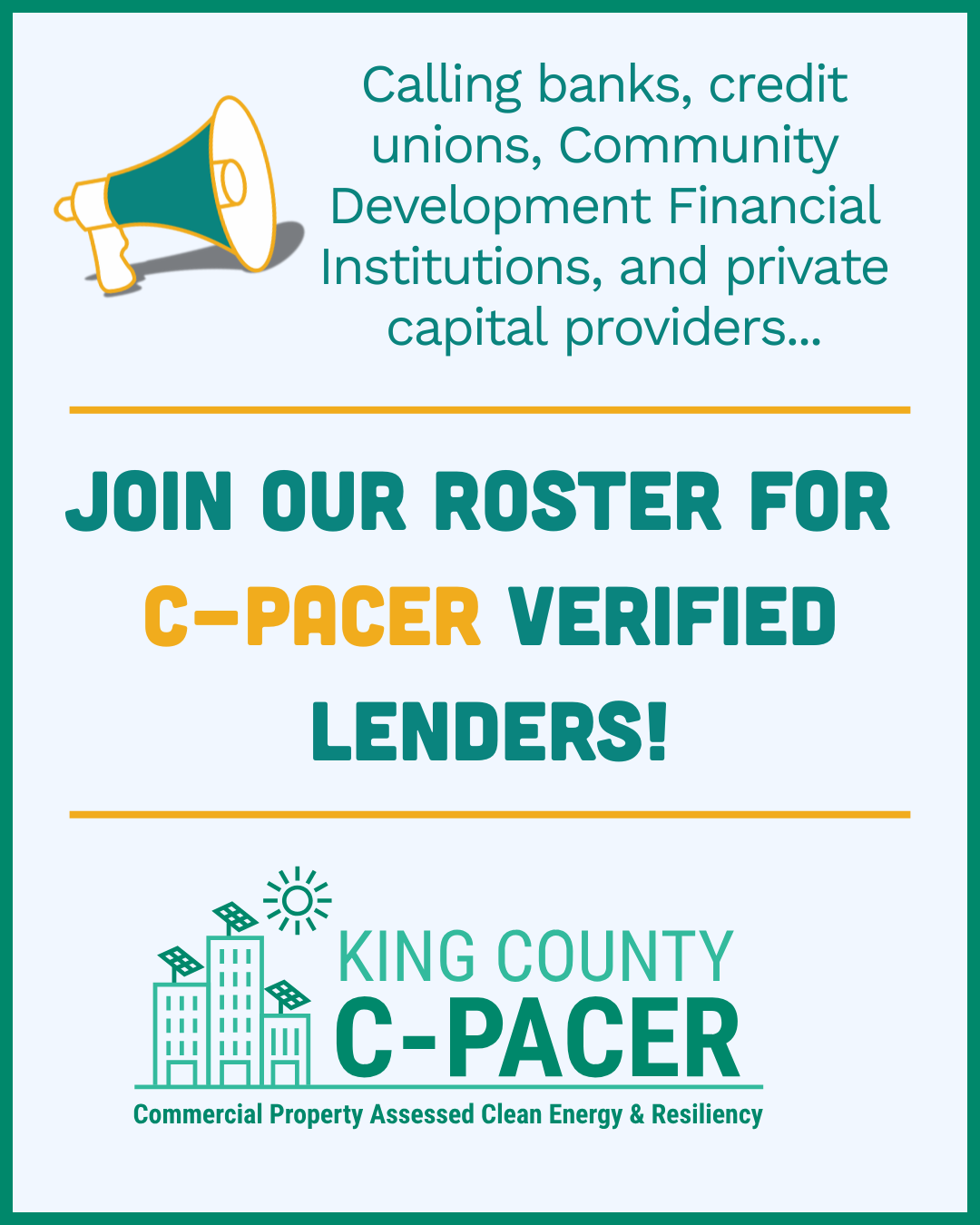 post that says "join our roster of c-pacer verified lenders"