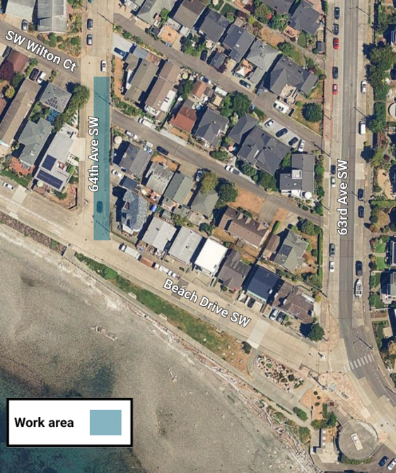 Work area on 64th Ave