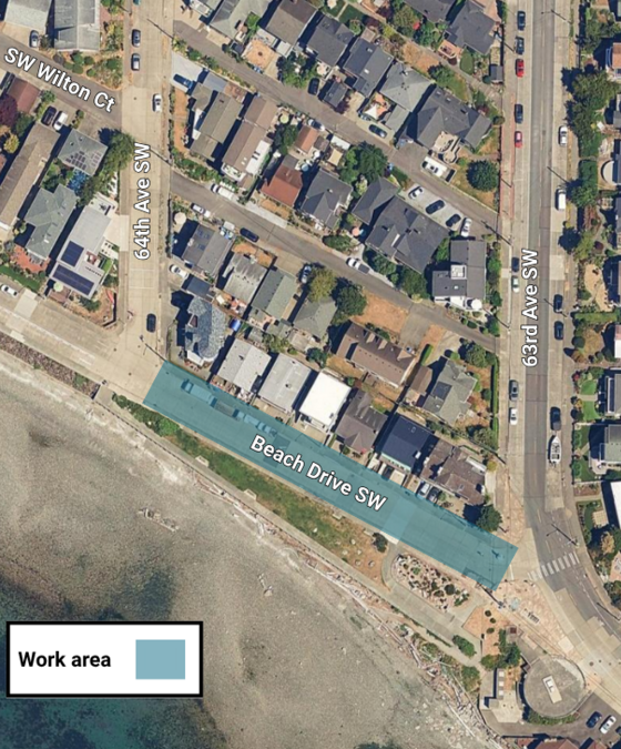 Work area on Beach Drive