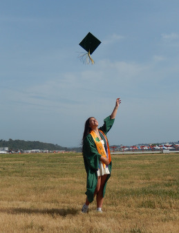 Ella Wilson tossing cap