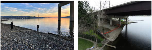 Photos of shorelines for East Channel survey work