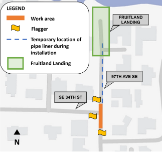 Map of relining work area on 97th Ave SE