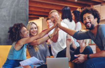 Group Celebrating with high fives 