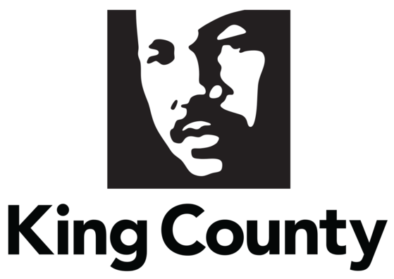 King County's logo: a black and white stylized image of Dr. Martin Luther King, Jr.