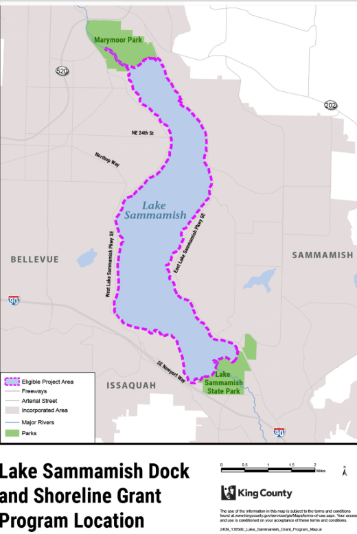 A map of the area surrounding Lake Sammamish