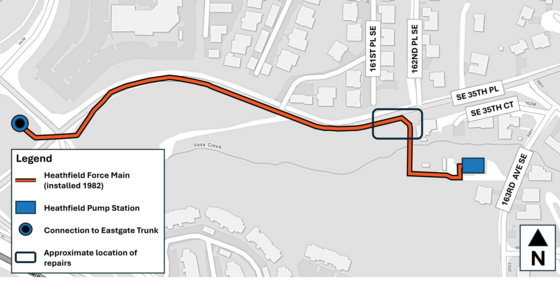 The project area is located besides the roadway on southeast 35th Place between 161st Place Southeast and 162nd Place Southeast. 