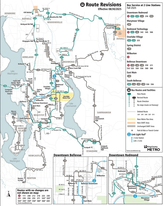 Metro bus route revisions map
