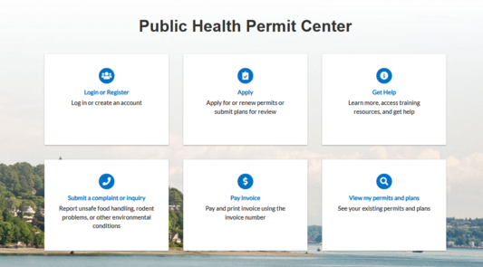 Public Health Permit center screenshot