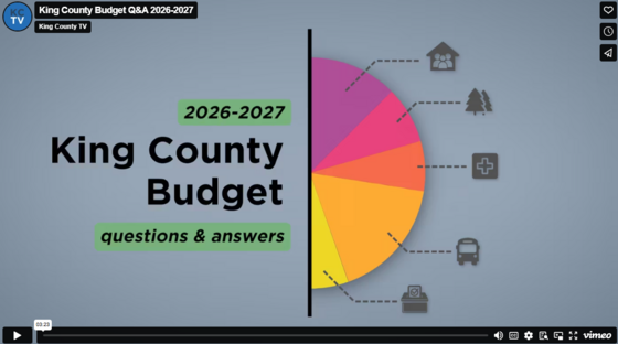 A screenshot of a video Q&A about the King County budget