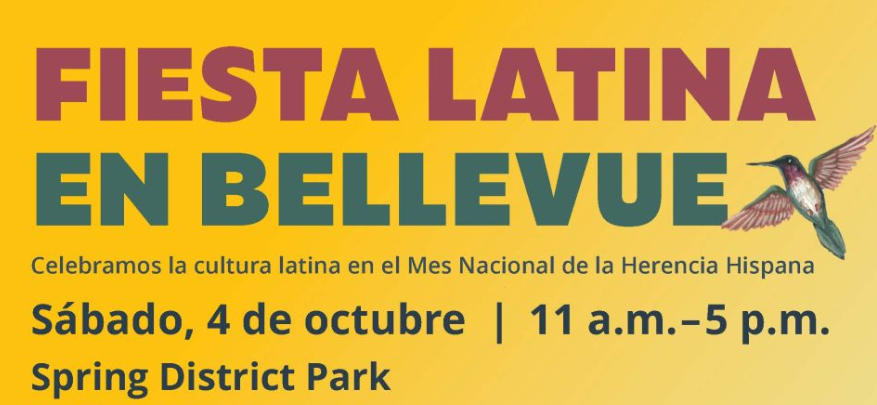 A graphic with the event name, date, and time on a yellow background with a hummingbird