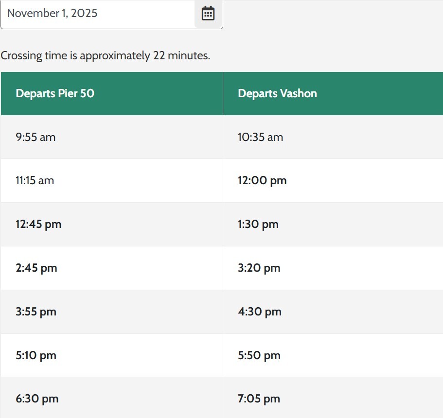 Saturday Water Taxi Service 