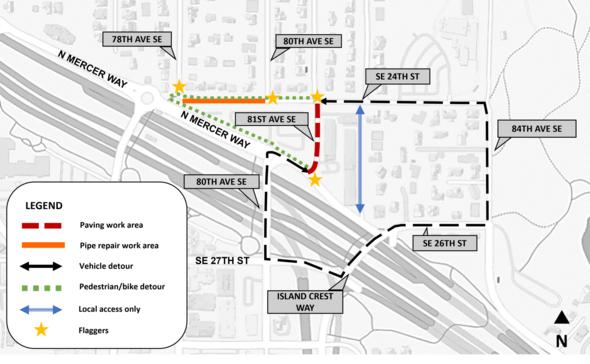 Map of permanent paving work area on SE 24th St