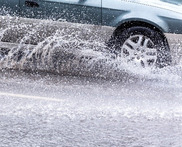 Car in standing water
