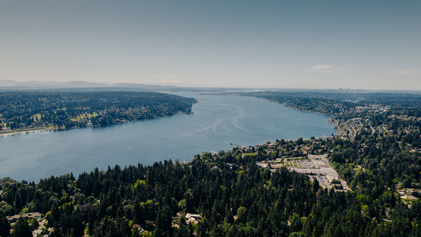 An aerial view of Lake Washington.