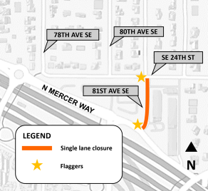Map of single lane work area on 81st Ave SE