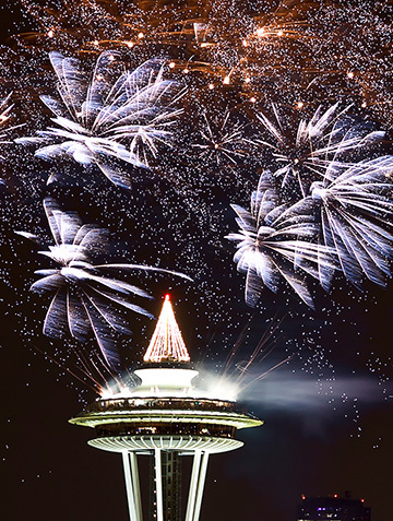 New Year's Eve fireworks at the Space Needle