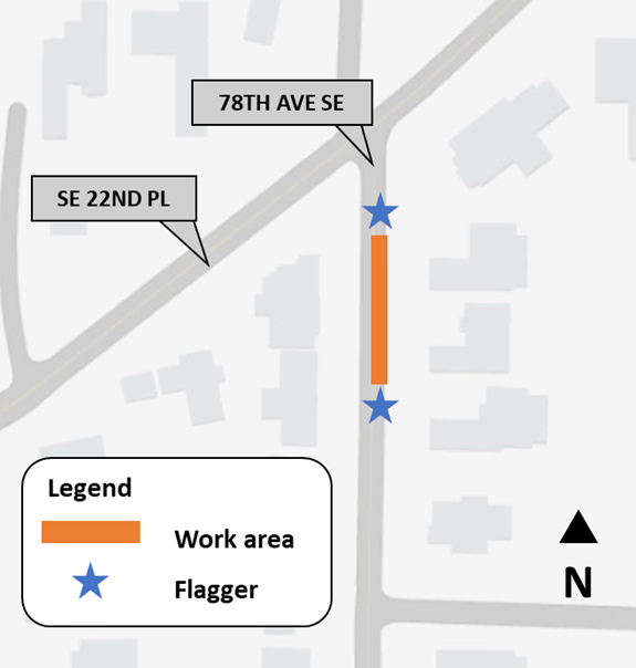 Map of repair work area on 78th Ave SE