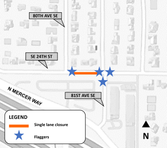 Map of work are on SE 24th St and the intersection of 81st Ave SE