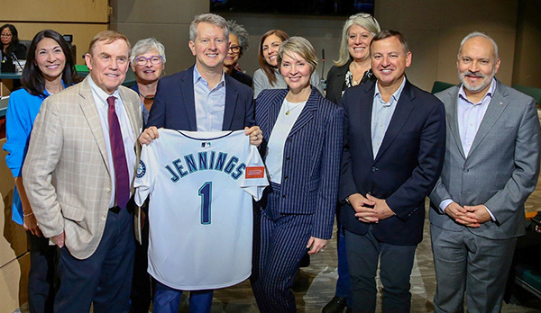 Ken Jennings of Jeopardy! with Councilmembers