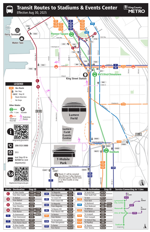 map of transit routes to stadiums and event center