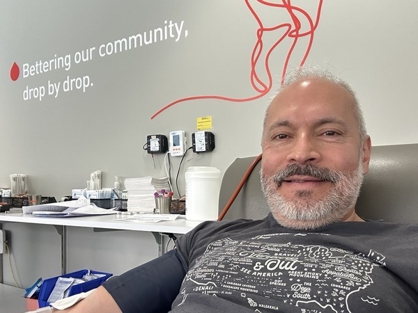 Jorge donating blood.