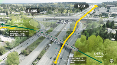 Image of the Eastrail steel bridge across I-90
