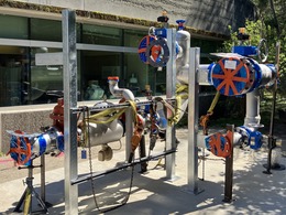 The new fire suppression system pipes.