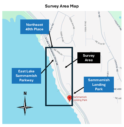 Map showing the right-of-way construction area for Sammamish Plateau Diversion Project.