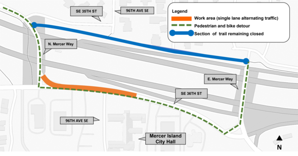 Map of work area at 96th Ave SE and SE 36th St.