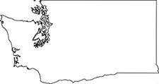 Outline map of Washington state showing its distinct coastline and interior islands.