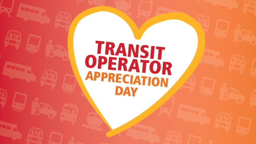 Text: Transit Operator Appreciation Day in a heart with multiple icons of different modes of transit