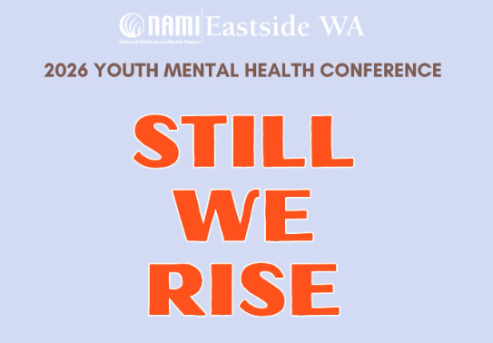 "Still We Rise" in orange letters on a periwinkle background