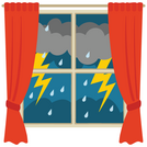 storm seen through window