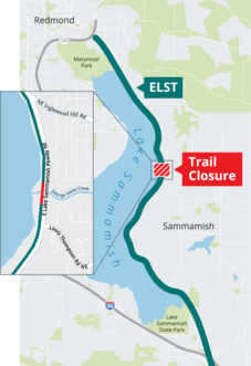 Map showing location of trail closure