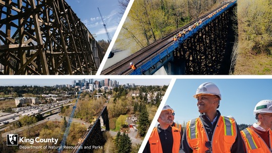 Four photos of Wilburton Trestle renovation.