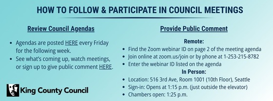 A graphic on how to participate in council meeting on a light blue background