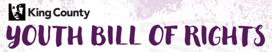 The King County logo above "Youth Bill of Rights" in purple font