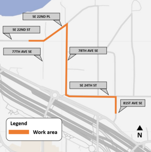 Map of the permanent paving work area 